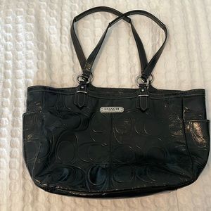 COACH Black Leather over the shoulder purse.